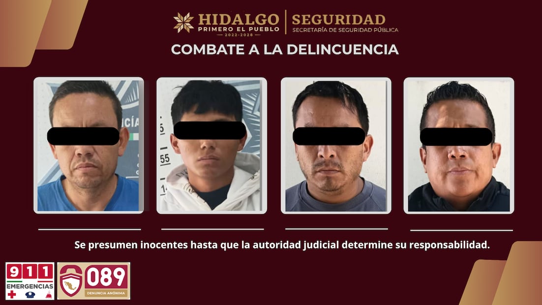 Cuatro detenidos en Atitalaquia tras robos a comercio e infraestructura de telecomunicaciones | Fotos: SSPH
