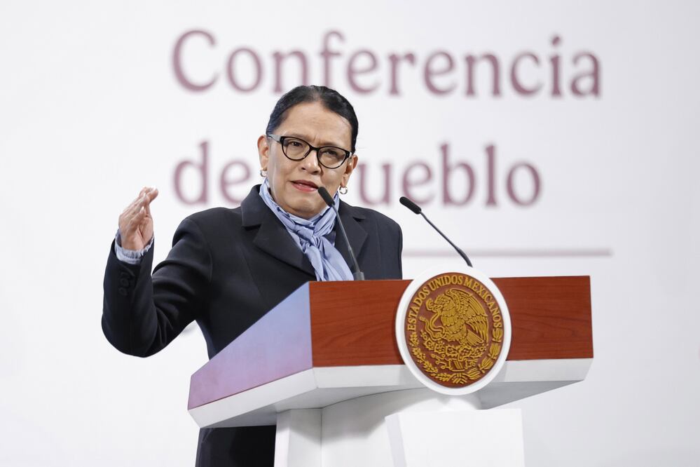 Presidencia-Conferencia.- Rosa Icela Rodríguez, secretaria de Gobernación, encabeza conferencia del pueblo en el salón Tesorería de Palacio Nacional. Lunes 16 junio 2025. Asisten: Octavio Romero Oropeza, titular de Infonavit, José Alfonso Iracheta Carroll, director general del Instituto de Suelo Sustentable. Foto: Agencia EL UNIVERSAL/Diego Simón Sánchez/LCG.