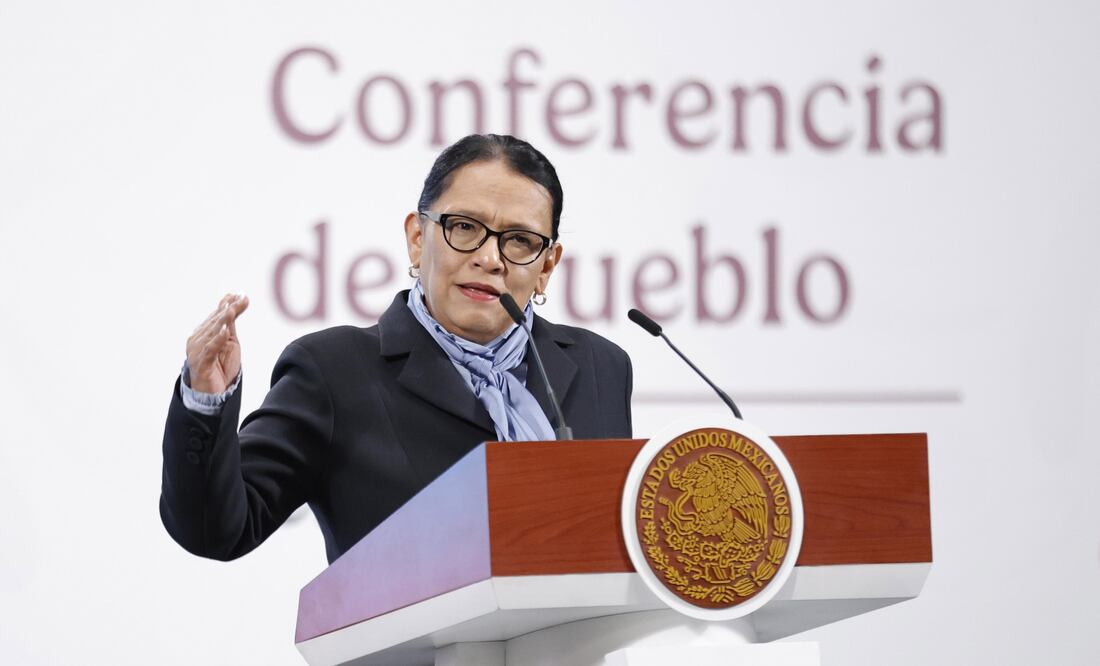 Presidencia-Conferencia.- Rosa Icela Rodríguez, secretaria de Gobernación, encabeza conferencia del pueblo en el salón Tesorería de Palacio Nacional. Lunes 16 junio 2025. Asisten: Octavio Romero Oropeza, titular de Infonavit, José Alfonso Iracheta Carroll, director general del Instituto de Suelo Sustentable. Foto: Agencia EL UNIVERSAL/Diego Simón Sánchez/LCG.