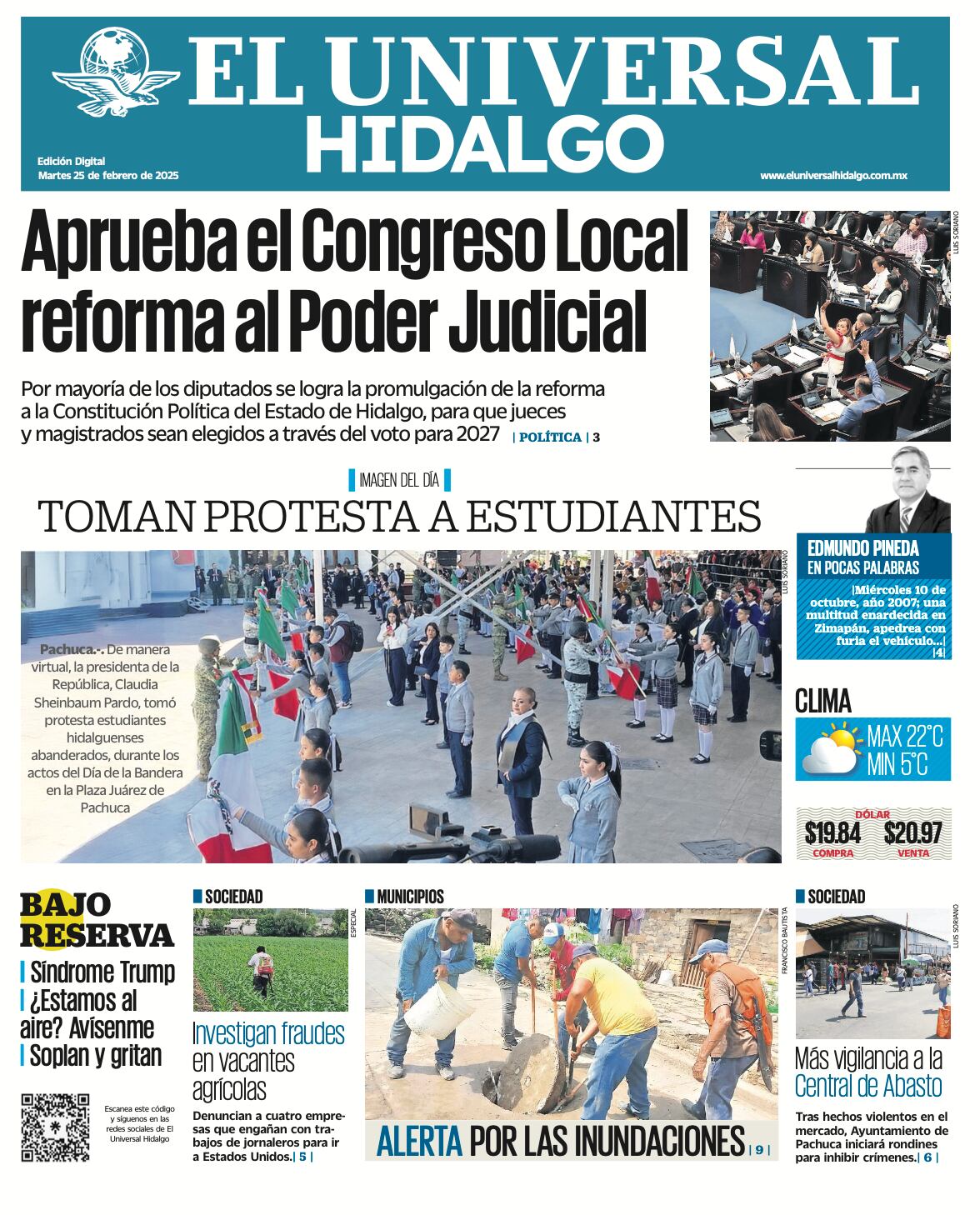 Portada El Universal Hidalgo 250225