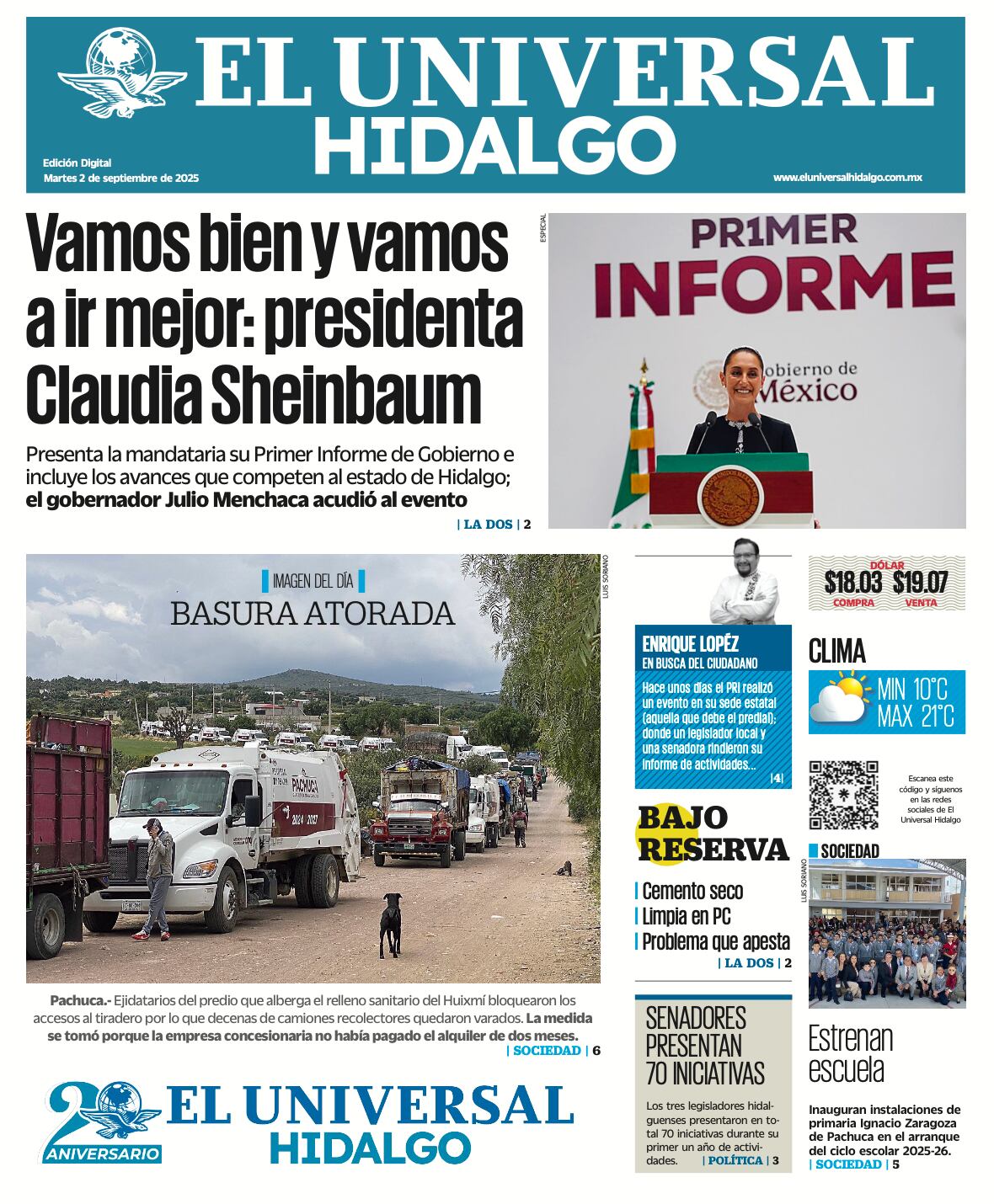 Portada El Universal Hidalgo 020925