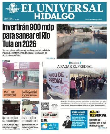 Portada El Universal Hidalgo 9/1/26