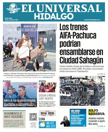 Portada El Universal Hidalgo 2/4/26