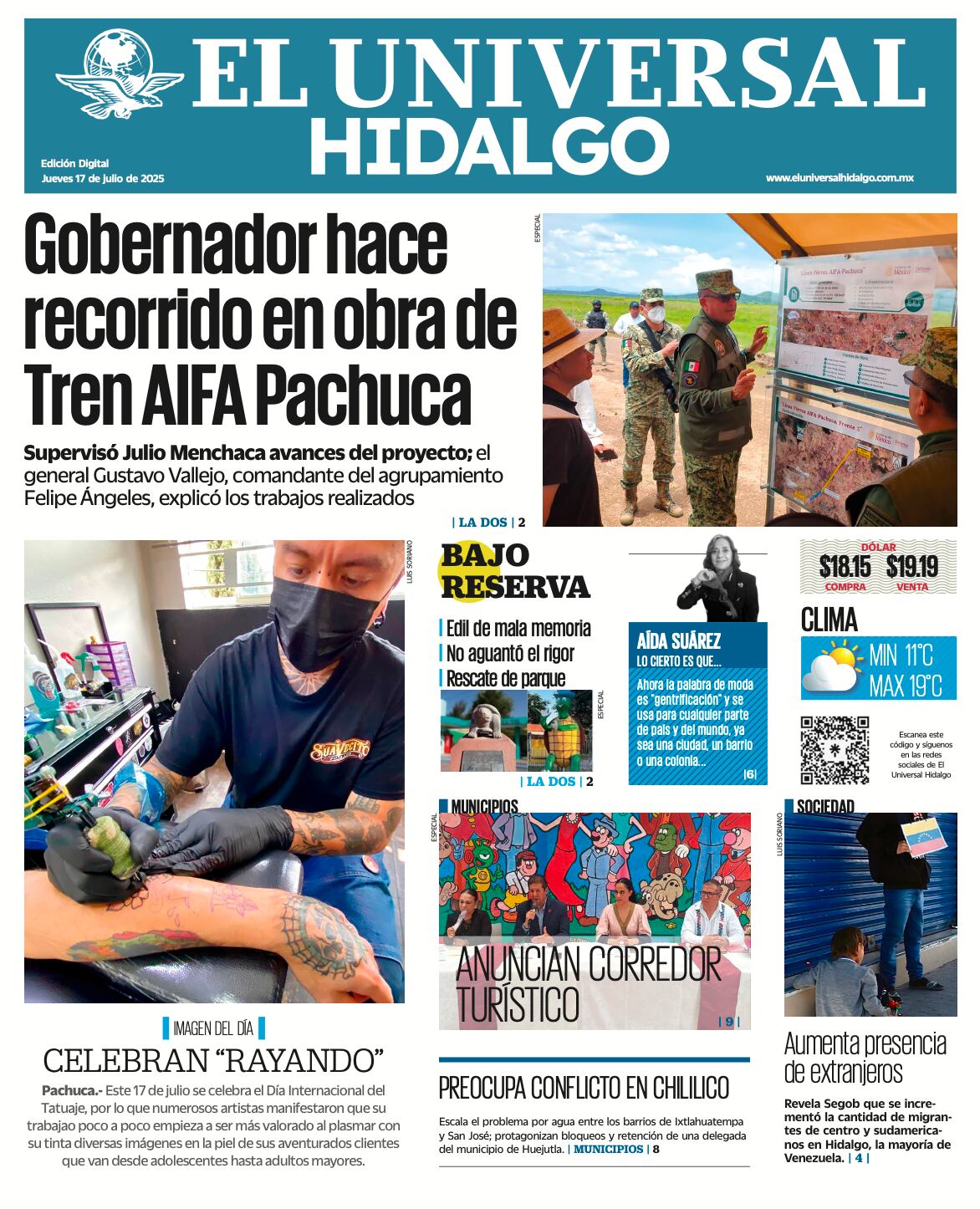 Portada El Universal Hidalgo 170725