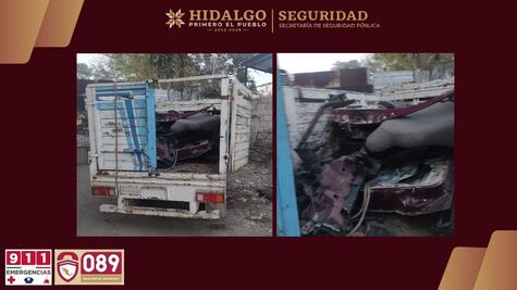 Sorprenden a dos hombres robando autopartes dentro de un corralón en Huejutla
