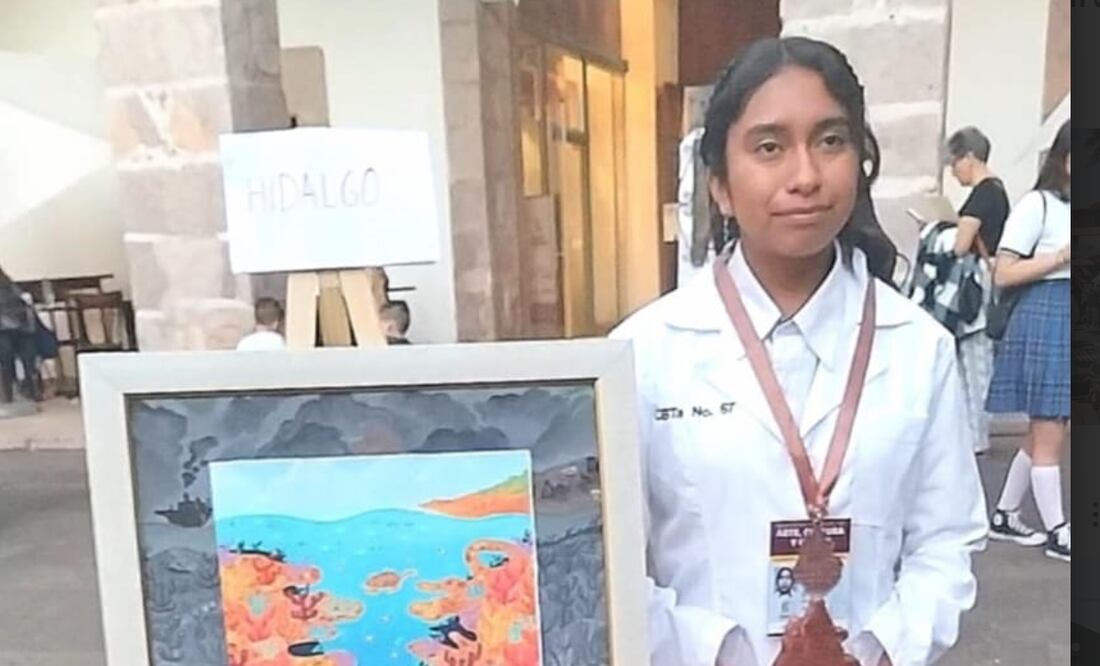 La estudiante Aliz Yamin Pérez Ortiz, de la carrera de Técnico en Producción Industrial de Alimentos, en el CBTA No. 67 de El Tephé en Ixmiquilpan, obtuvo el tercer lugar en el Encuentro Nacional de Arte, Cultura y Cívico, organizado por la Dirección General de Educación Tecnológica y Ciencias del Mar.