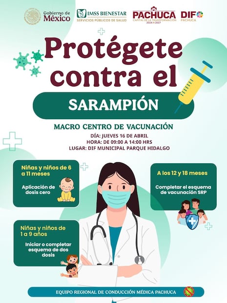 Instalan Macro Centro de Vacunación contra sarampión en Pachuca | Cortesía: ayuntamiento de Pachuca