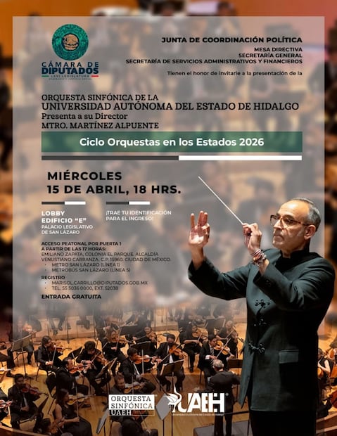 La OSUAEH llevará su música al Congreso de la Unión con repertorio de valses y clásicos mexicanos | Cortesía: UAEH