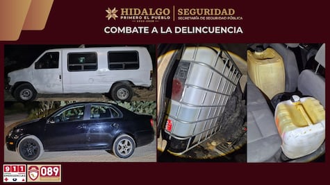 Aseguran 770 litros de hidrocarburo y detienen a dos hombres en Tlaxcoapan
