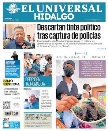 Portada El Universal Hidalgo 14/5/26