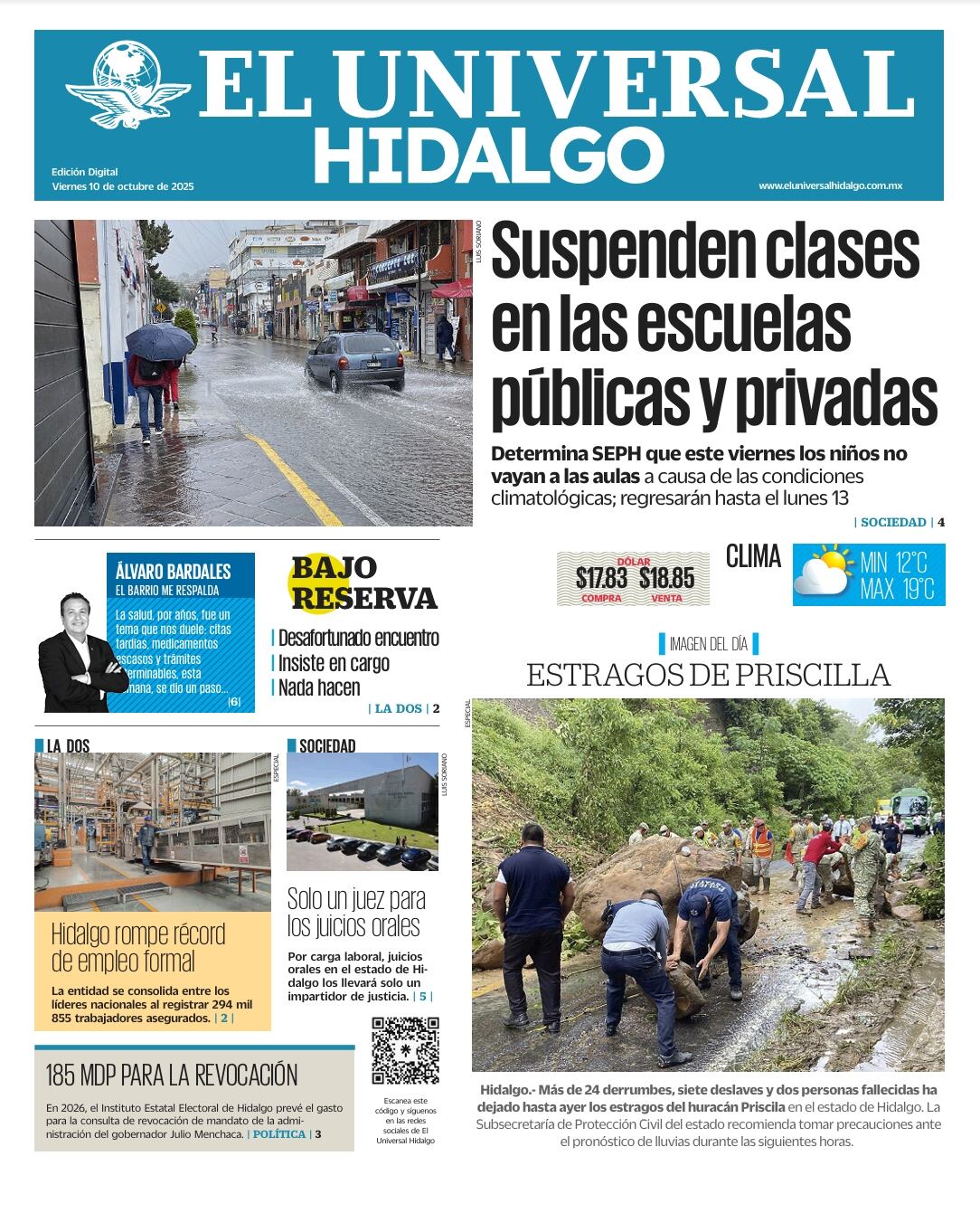 Portada El Universal Hidalgo 10/10/25