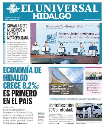 Portada El Universal Hidalgo 4/8/26