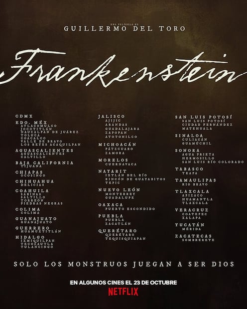 “Frankenstein” de Guillermo del Toro llegará a cines alternativos de Hidalgo | Twitter: Pimienta Films