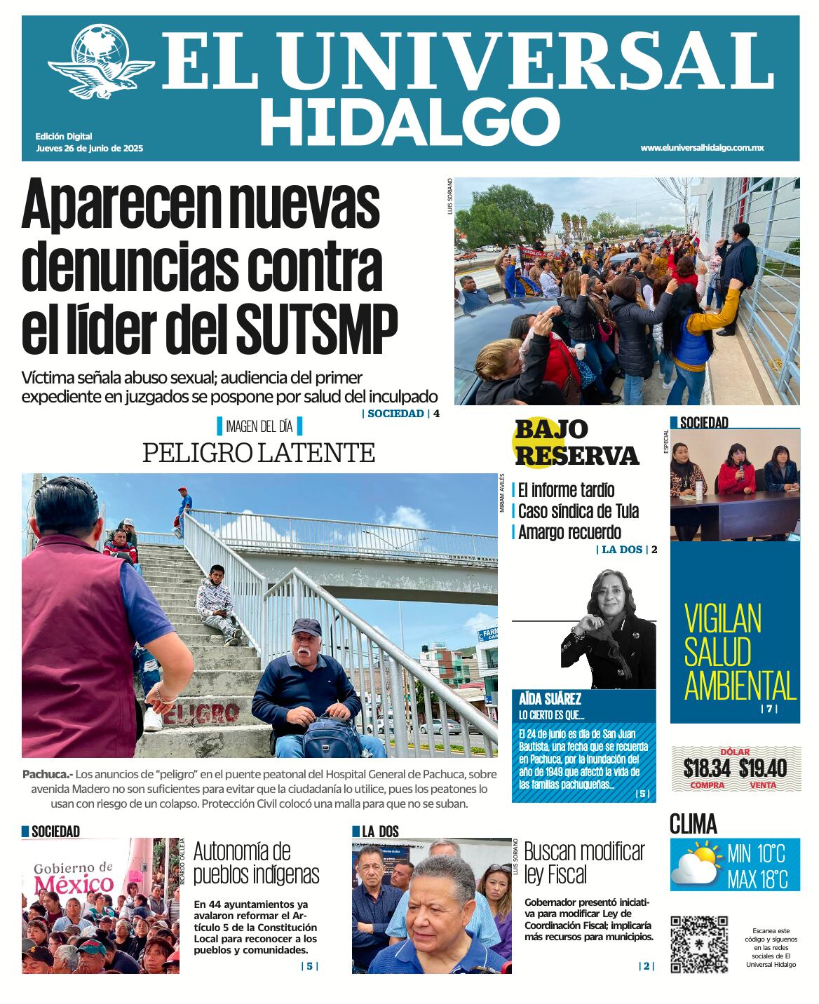 Portada El Universal Hidalgo 260625