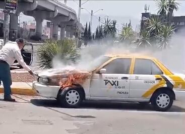 Arde en llamas un taxi en Tulipanes