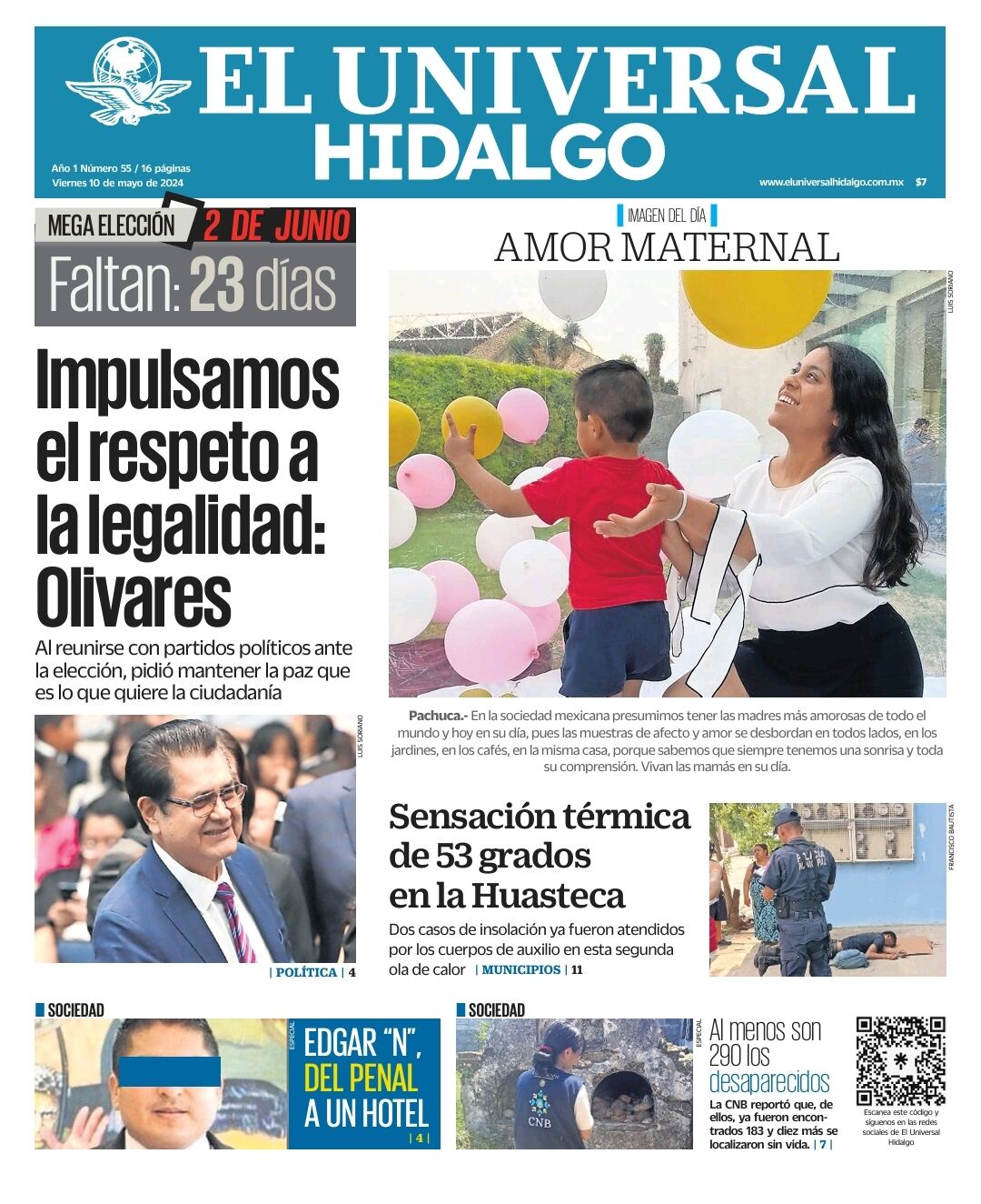 Portada El Universal Hidalgo 10/05/24
