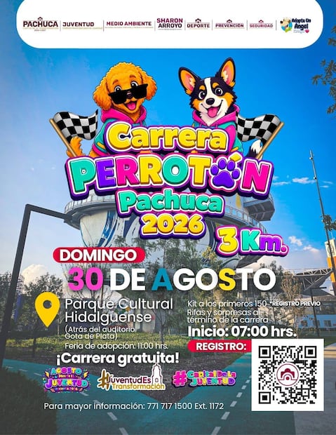 Carrera Perrotón Pachuca 2026 reunirá a familias y mascotas este domingo | Facebook: CAIVM