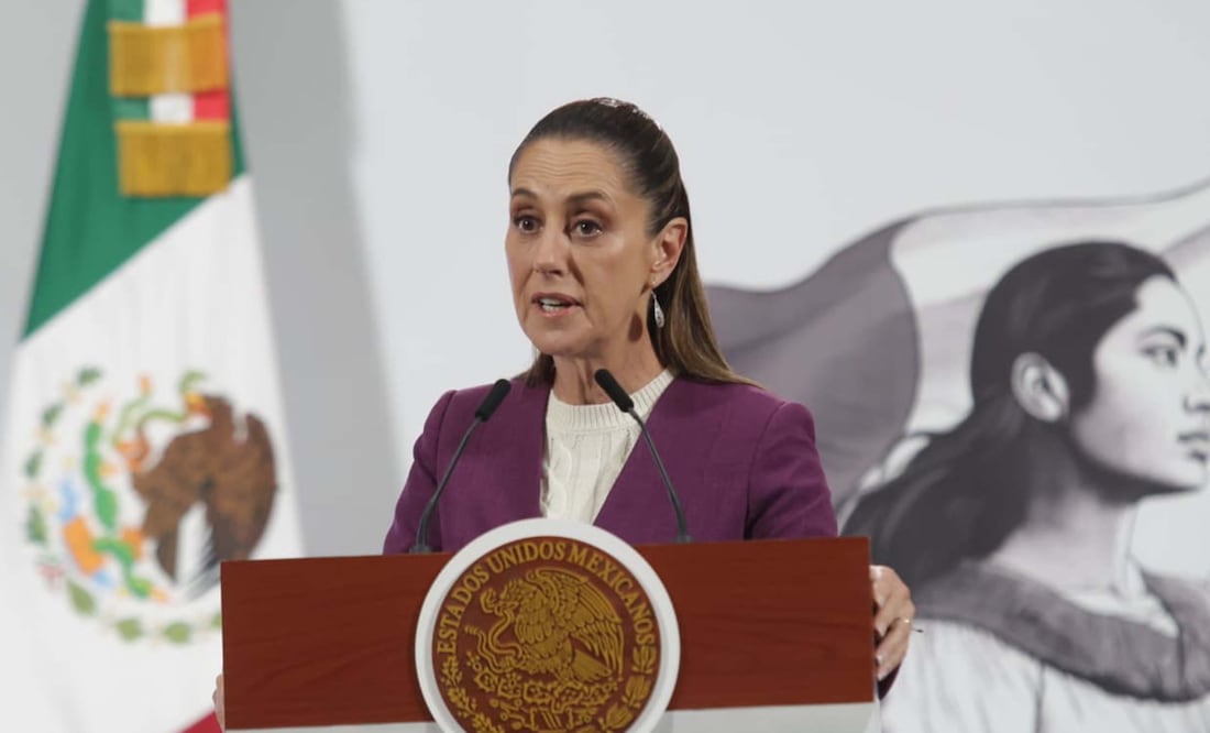 La presidenta Claudia Sheinbaum durante su conferencia matutina desde Palacio Nacional. Foto: Agencia EL UNIVERSAL/Carlos Mejía/RDB.
