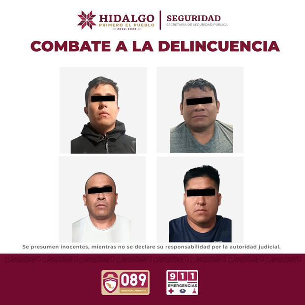 Operativo en Tula logra la recuperación de vehículo robado y detención de 4 presuntos delincuentes | Fotos: SSPH