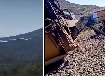 Descarrilan siete vagones de tren en Tecozautla