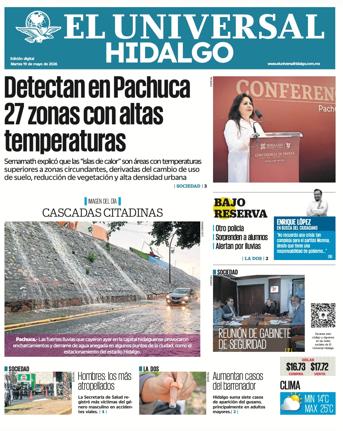 Portada EL UNIVERSAL HIDALGO 19526