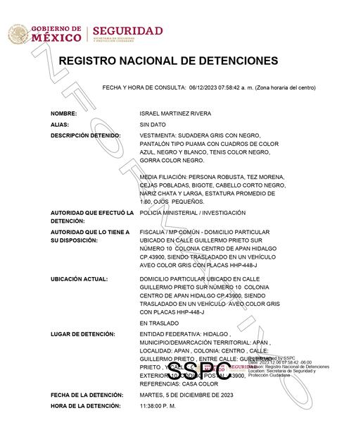 Ficha de detención: Seguridad
