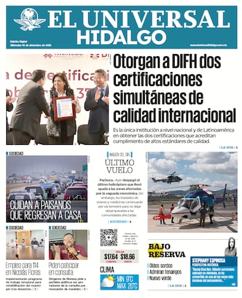 Portada El Universal Hidalgo 101225