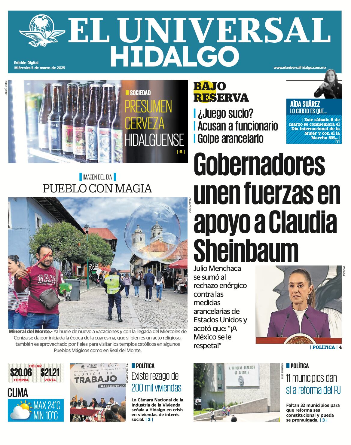 Portada El Universal Hidalgo 050325