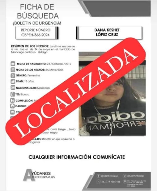 Desactivan la ficha de búsqueda de Dana ’N’ | Ficha de búsqueda: CBPEH