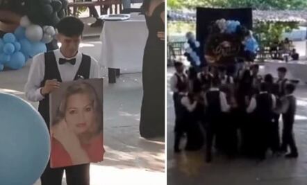 Joven baila con el retrato de su mamá fallecida en graduación
