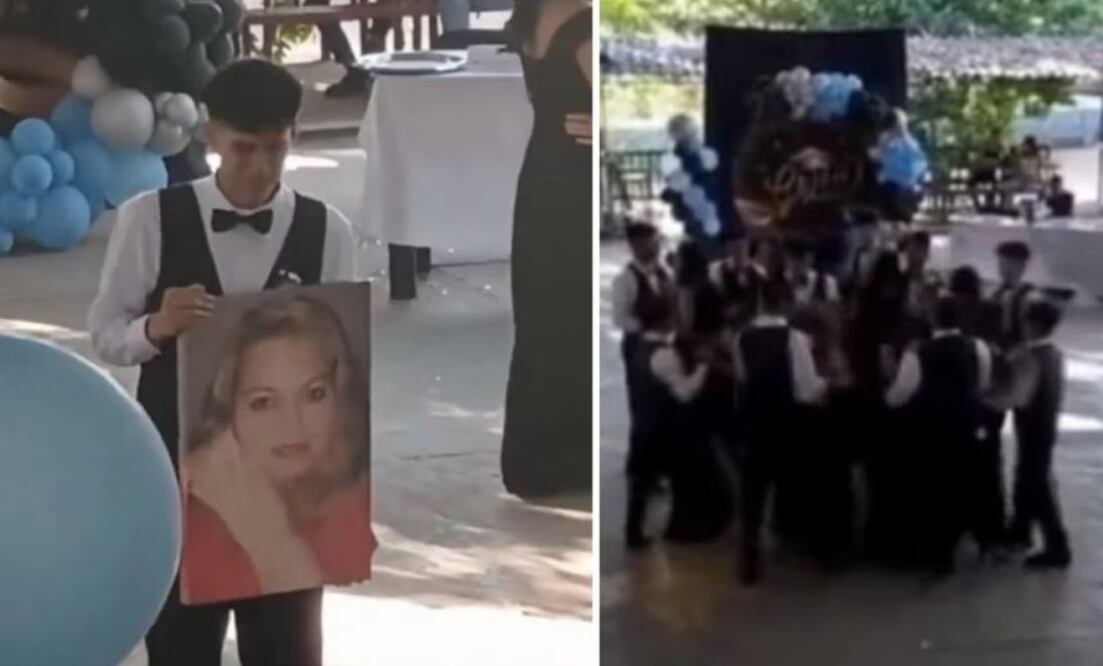 Un joven cuya madre murió decidió que ella lo acompañaría a su graduación, aunque fuera solo con su retrato | Capturas de video