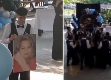 Joven baila con el retrato de su mamá fallecida en graduación