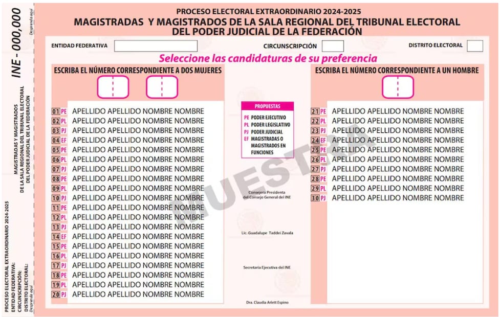 Boleta para Magistradas y magistrados de Circuito. Foto: Captura de pantalla