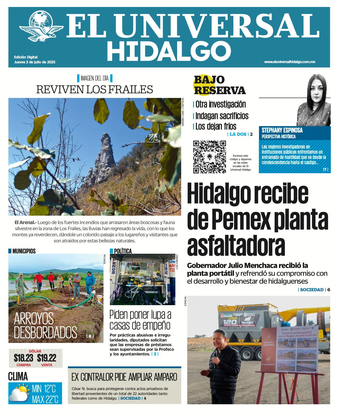 Portada El Universal Hidalgo 030725