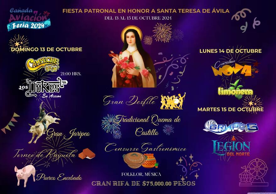 Feria anual en honor a la Virgen de Santa Teresa de Ávila en Cañada Aviación | Cortesía: Turismo Hidalgo