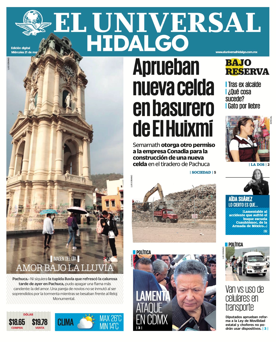 Portada El Universal Hidalgo 210525
