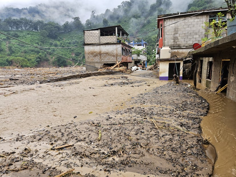 Inundación de la comunidad de Chapula, Tianguistengo, Hidalgo en 2025. Foto: Especial