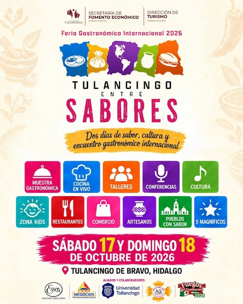 Tulancingo se llena de sabores internacionales con nueva feria gastronómica | Cortesía: ayuntamiento de Tulancingo