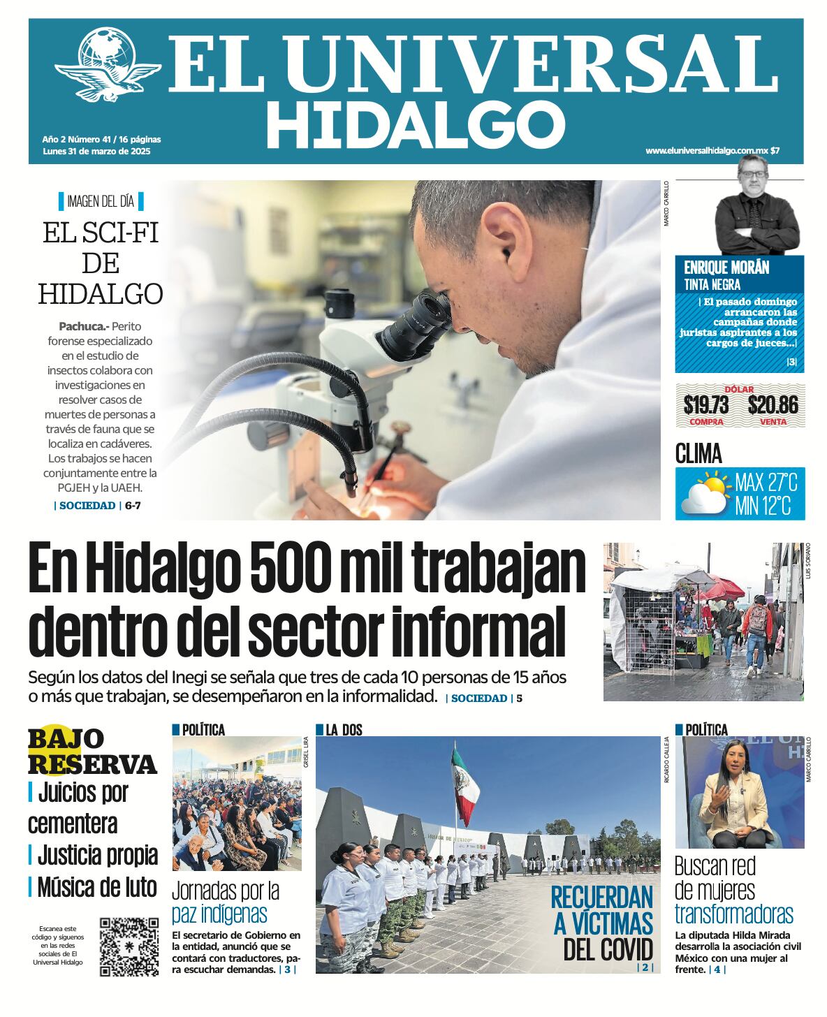 Portada EL Universal Hidalgo 310325