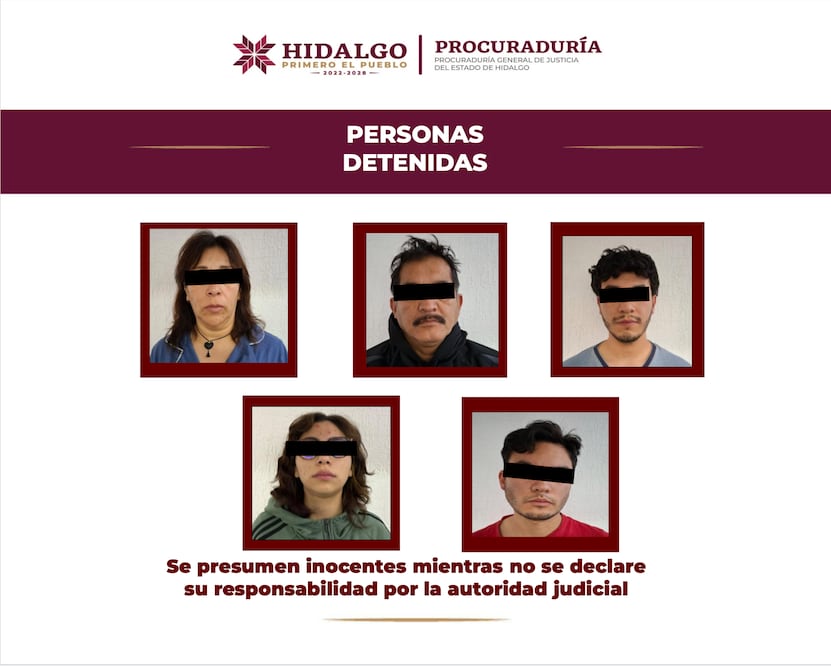 Cinco detenidos tras cateo en El Arbolito, Pachuca | Fotos: PGJEH