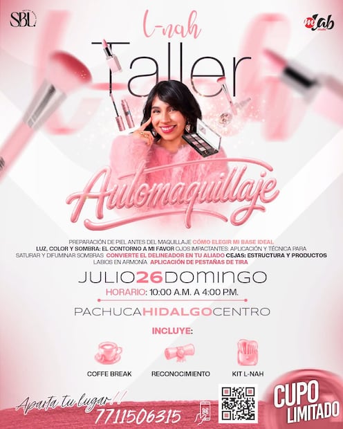 ¡Aprende a maquillarte como profesional! Influencer L-NAH impartirá taller de automaquillaje en Pachuca | Facebook: L-NAH Maquillaje