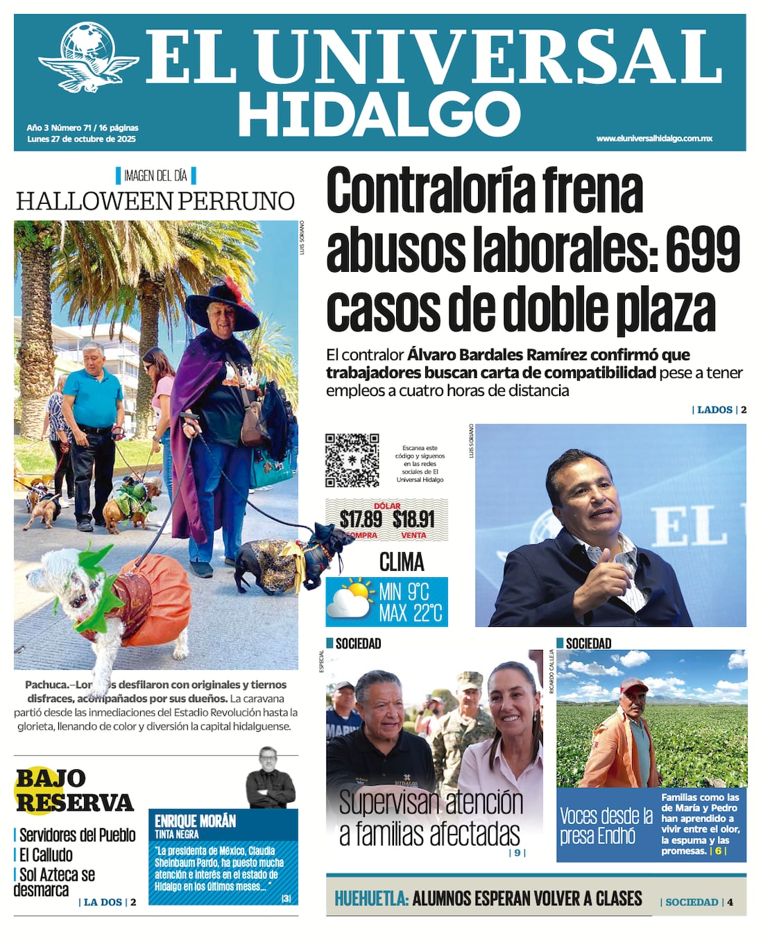 Portada el Universal Hidalgo 271025