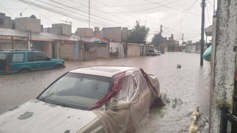 Calles inundadas, caída de árboles y de barda en Pachuca, por lluvia del domingo