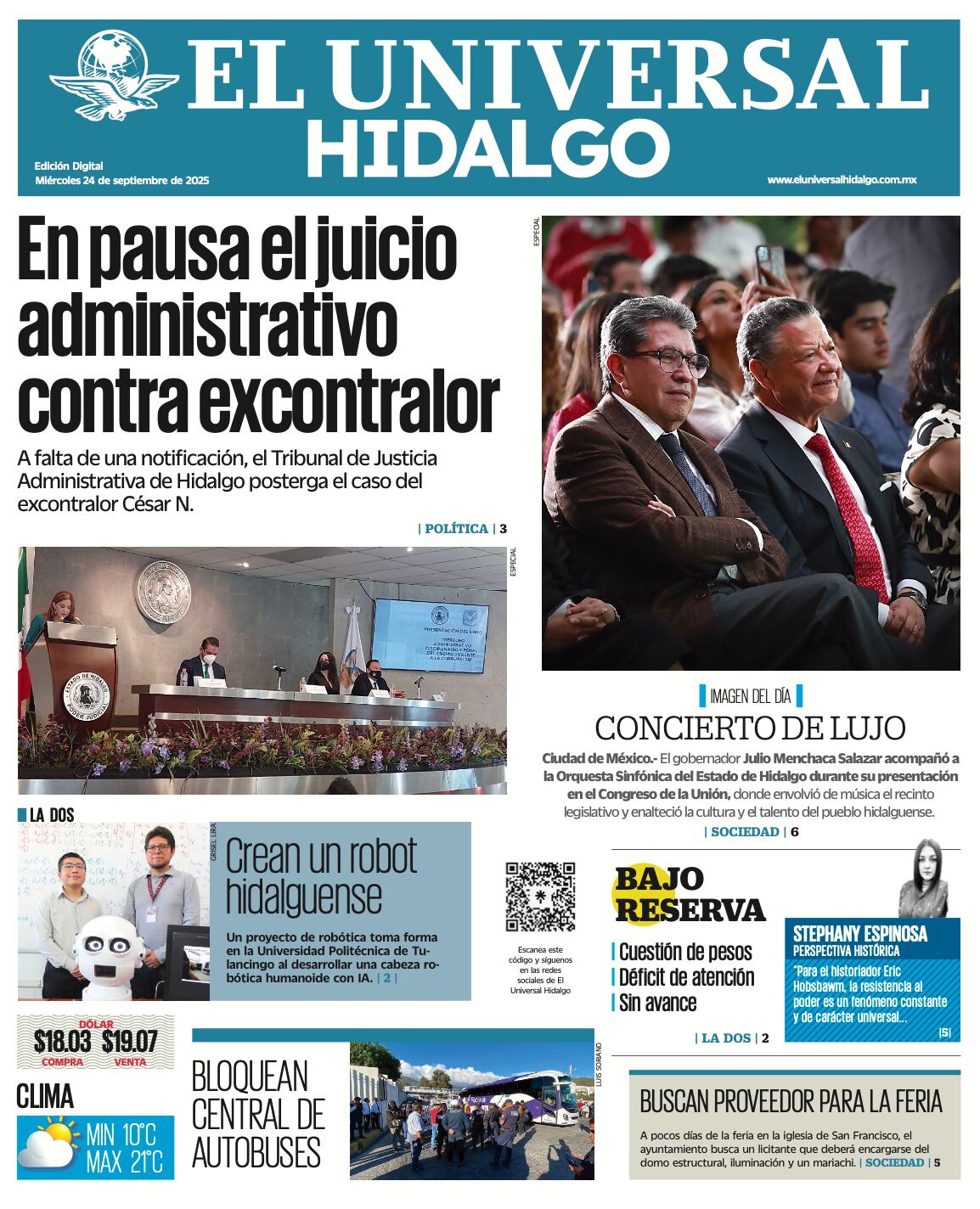 Portada El Universal Hidalgo 240925