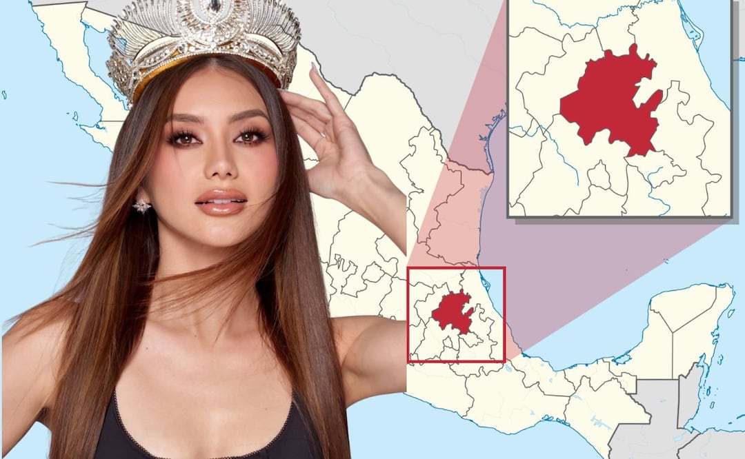 Hidalgo ya tiene representante en Miss Universo México 2026 | Instagram: angelica.ar19 | Mapa: Wikimedia Commons