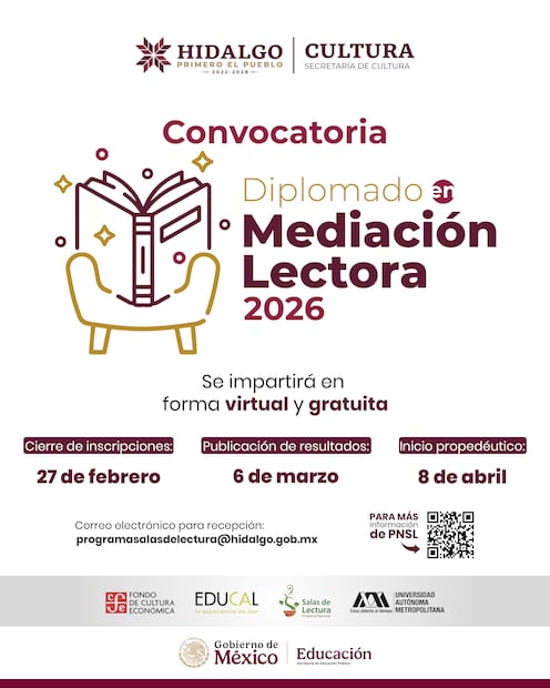 Impulsan en Hidalgo diplomado gratuito para formar mediadores de lectura comunitaria | Cortesía: Cultura Hidalgo