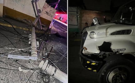 Camión recolector derriba poste y deja sin luz a vecinos en Mineral de la Reforma