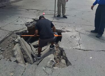 Se produce socavón en calle Leandro Valle de Tula