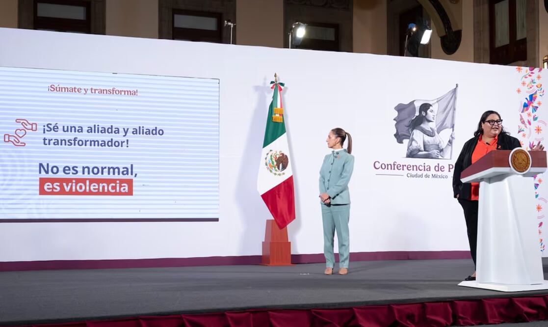 En la mañanera del 25 de noviembre presentan la campaña “¡Es tiempo de mujeres sin violencia! ¡Súmate y transforma!”. Foto: Especial