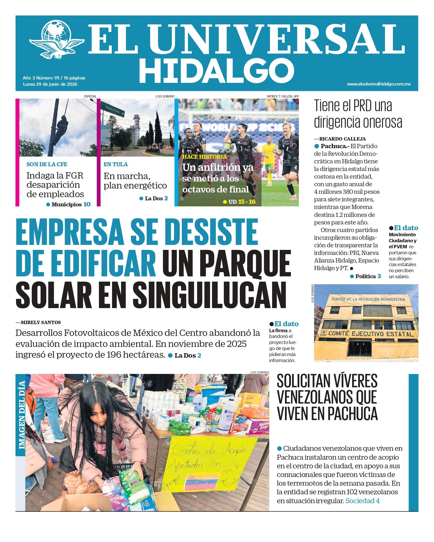 El Universal Hidalgo 29/06/26